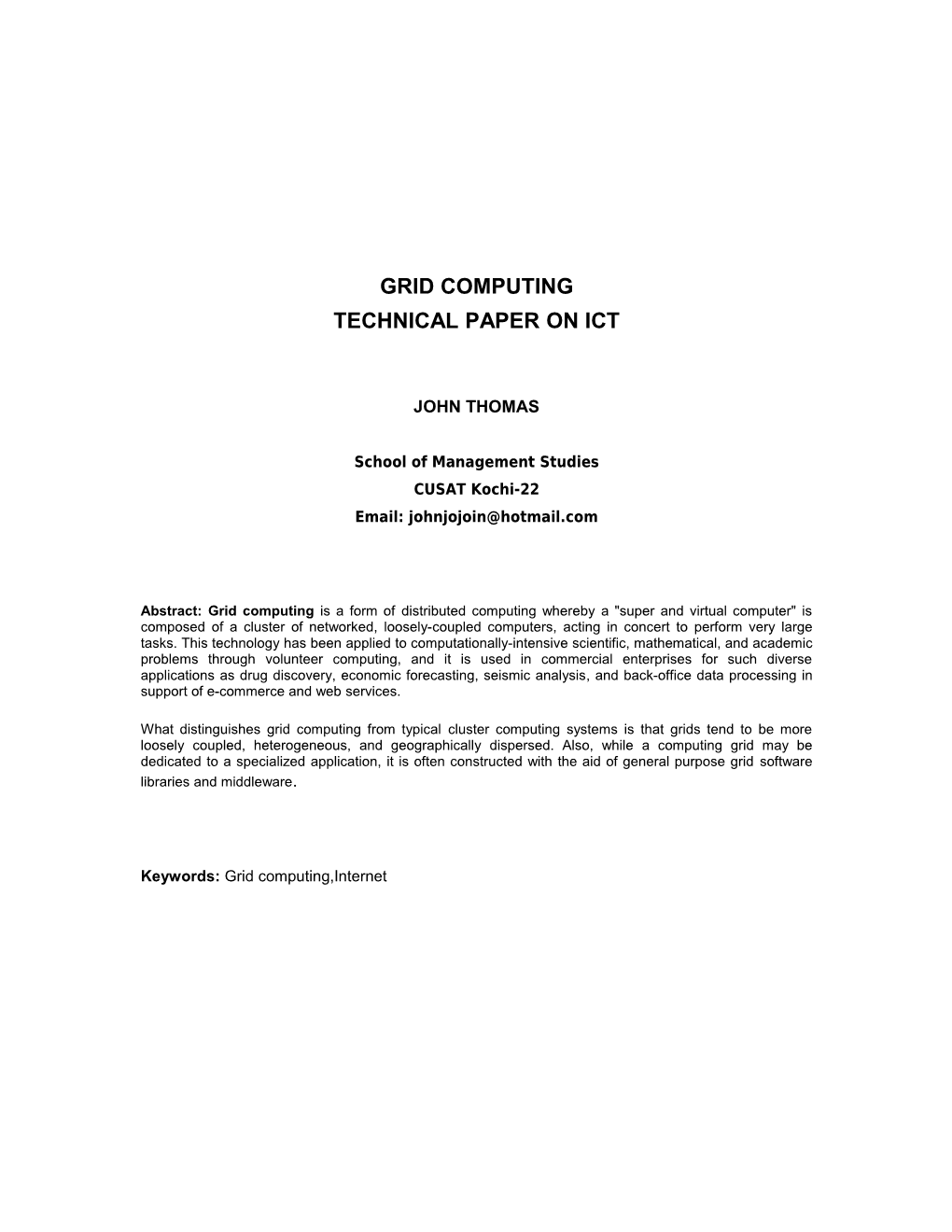 Technical Paper on Ict