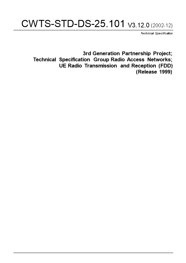 Technical Specification Group Radio Access Networks;