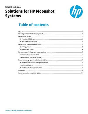 Technical White Paper Solutions for HP Moonshot Systems