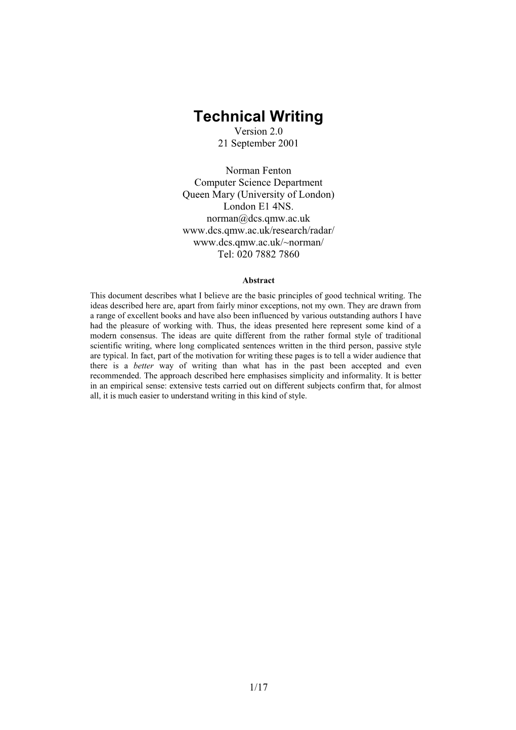 Technical Writinglsa/E10061railtrack Task Number SASA03 Version 2.0, 21 September 20011.01