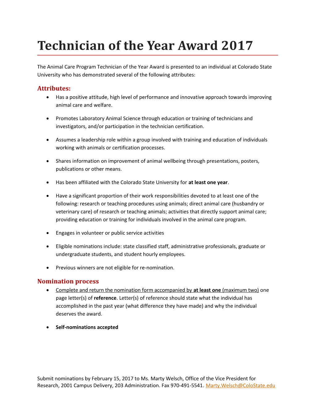 Technician of the Year Award 2017