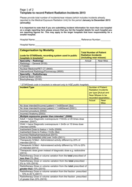 Template to Record Patient Radiation Incidents 2013