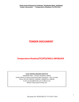 Tender Document Temperature Readout/TC/RTD Etc