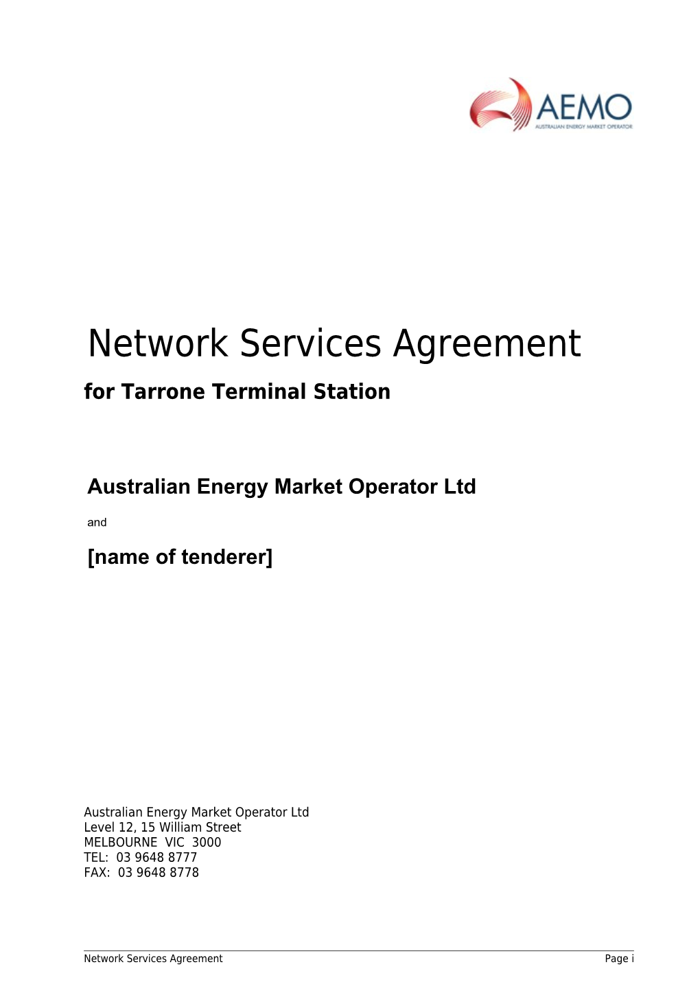 Tender Draft Project Agreement
