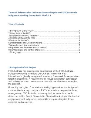 Terms of Reference for the Forest Stewardship Council (FSC) Australia Indigenous Working