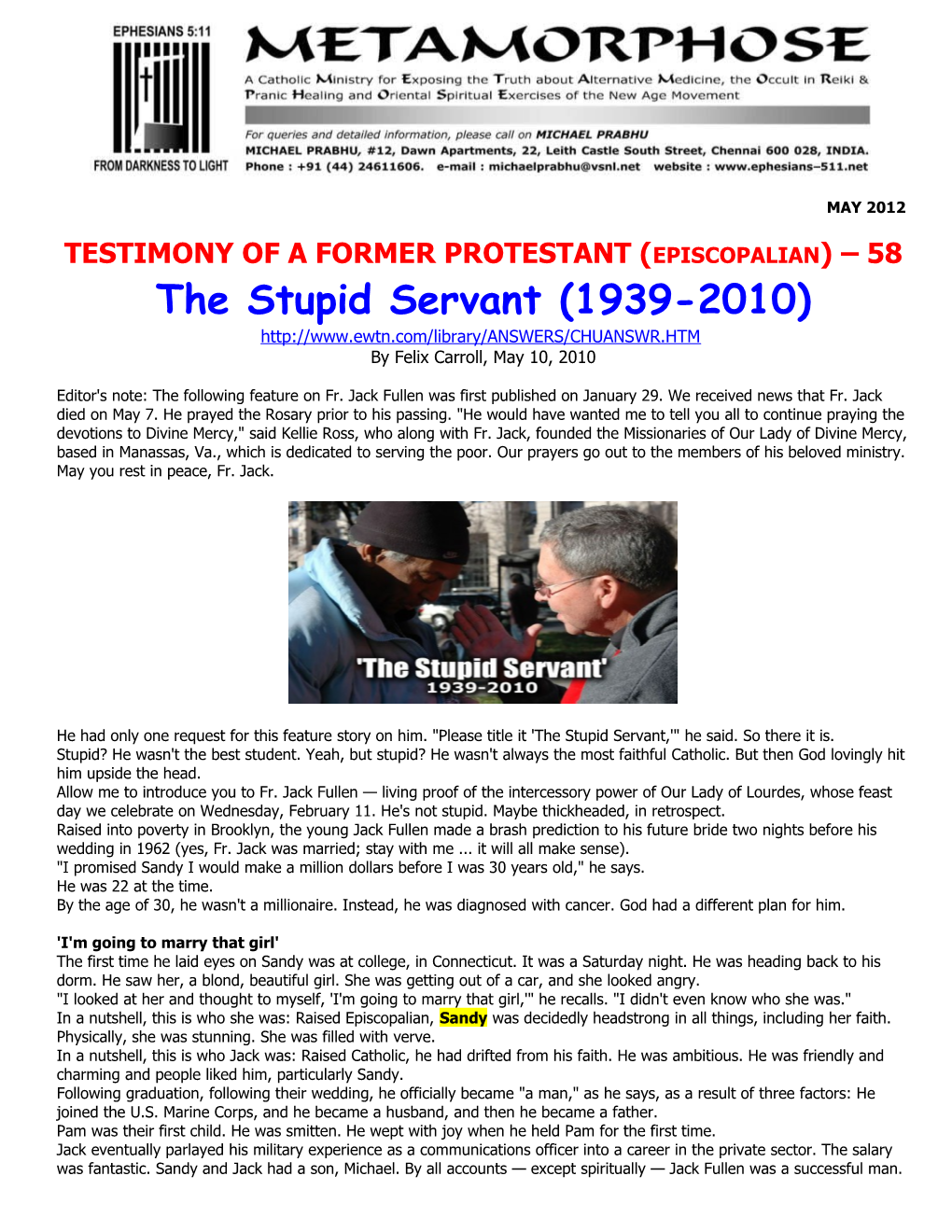 Testimony of a Former Protestant (Episcopalian) 58