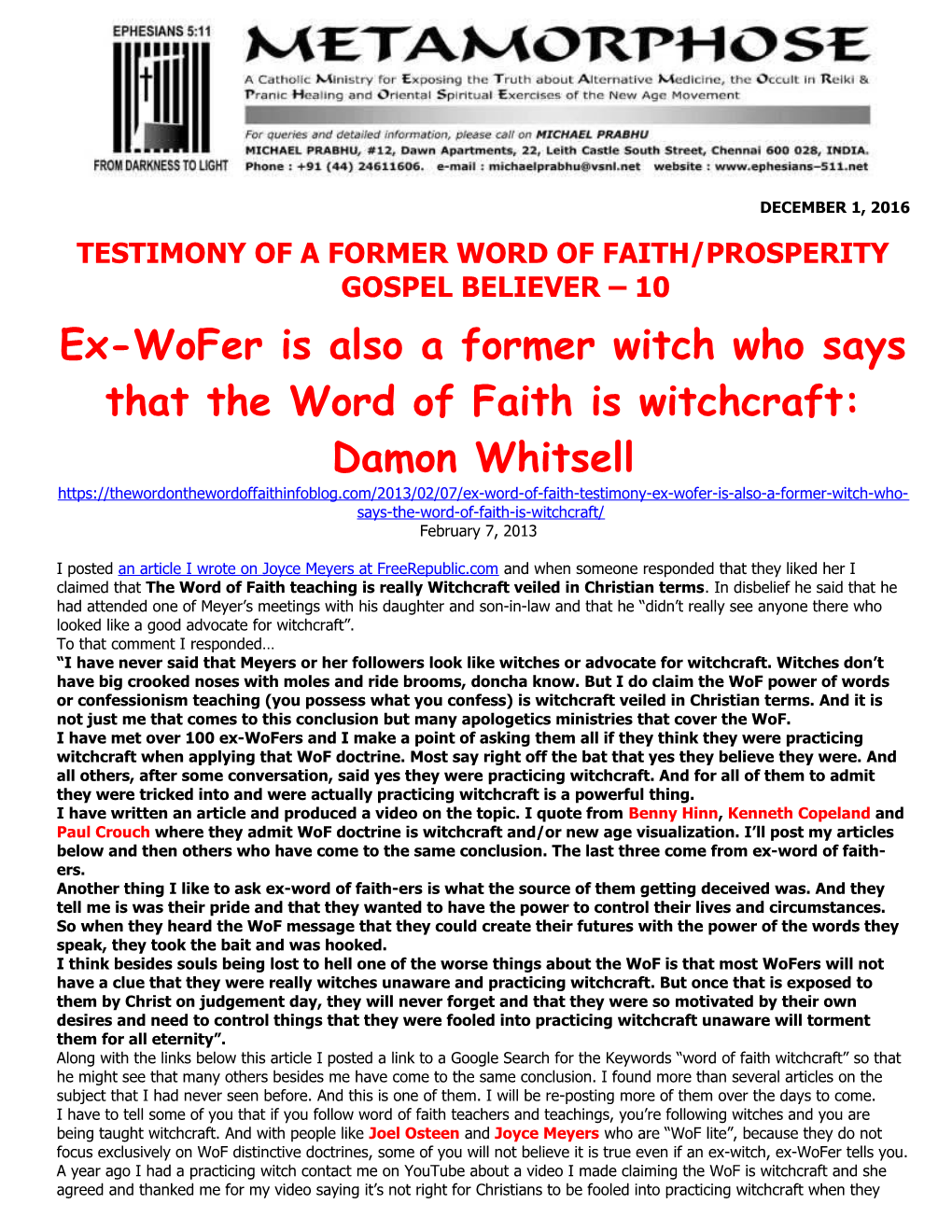 Testimony of a Former Word of Faith/Prosperity Gospel Believer 10
