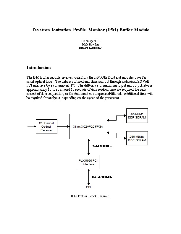 Tevatron Ionization Profile Monitor (IPM) Buffer Module