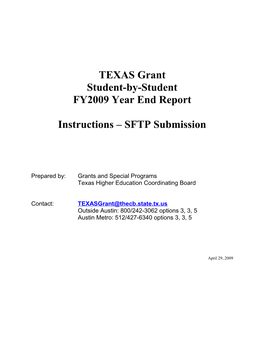 TEXAS Grant Sxs Year-End Report Instructions