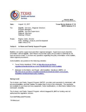 Texas Works Bulletin 17-10 & MEPD Bulletin 17-8