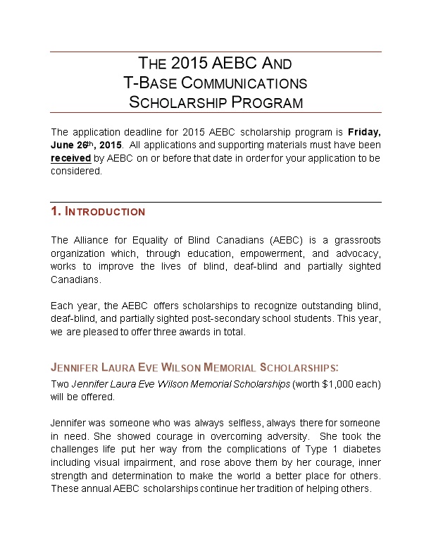 The 2015AEBC and T-Base Communications Scholarship Program