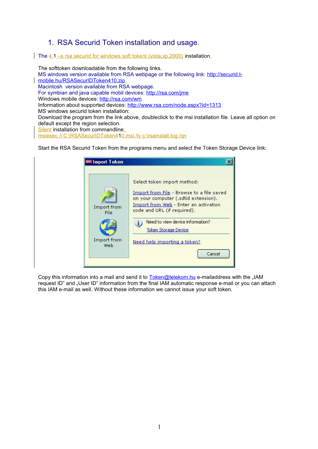 The 4.1 S Rsa Securid for Windows Soft Tokent (Vista,Xp,2000)Installation