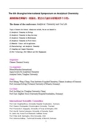 The 6Th Shanghai International Symposium on Analytical Chemistry