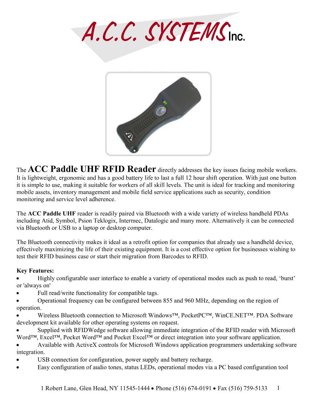 The ACC Paddle UHF RFID Reader Directly Addresses the Key Issues Facing Mobile Workers