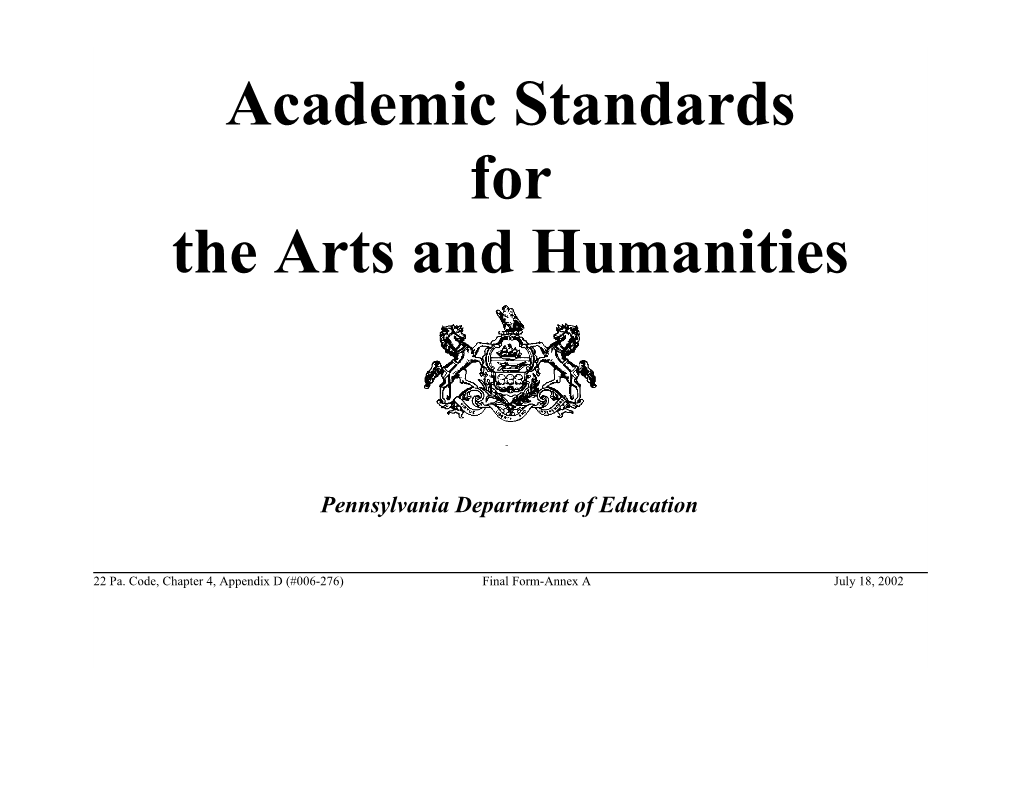 The Arts and Humanities