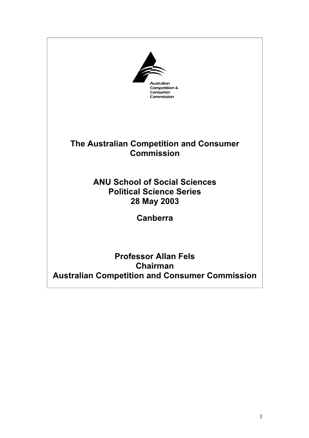 The Australian Competition and Consumer Commission