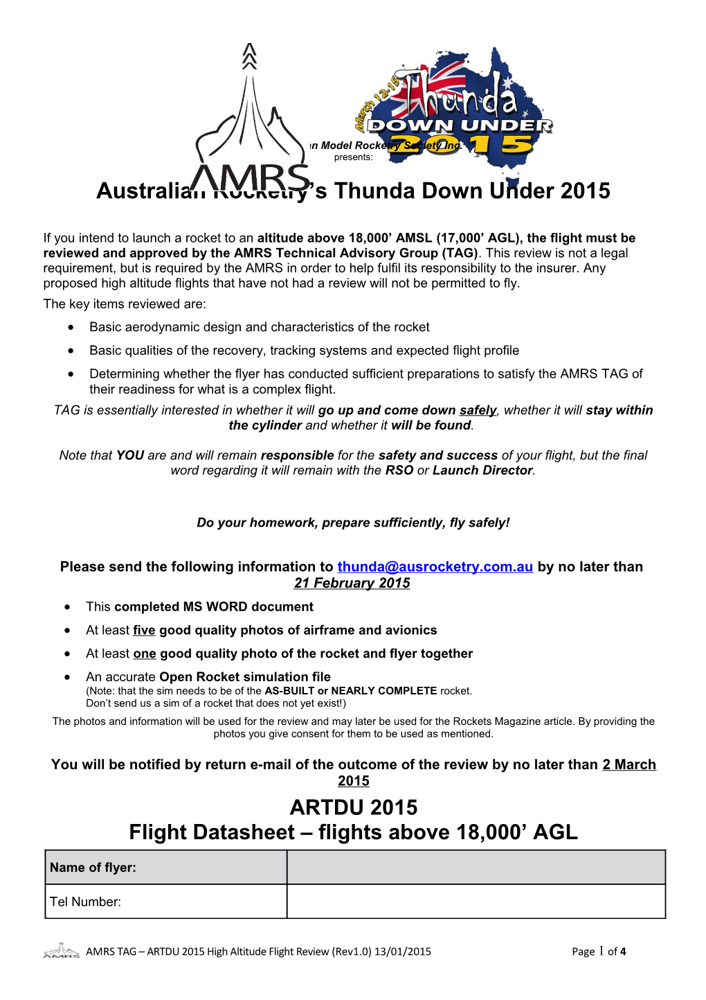 The Australian Model Rocketry Society Inc. Presents: Australian Rocketry S Thunda Down