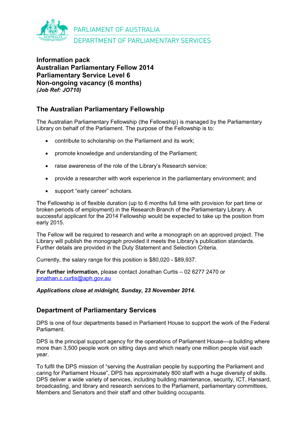 The Australian Parliamentary Fellowship