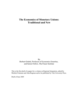The Benefits and Costs of Monetary Unions