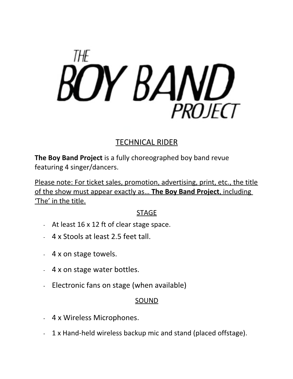 The Boy Band Project Is a Fully Choreographed Boy Band Revue Featuring 4 Singer/Dancers