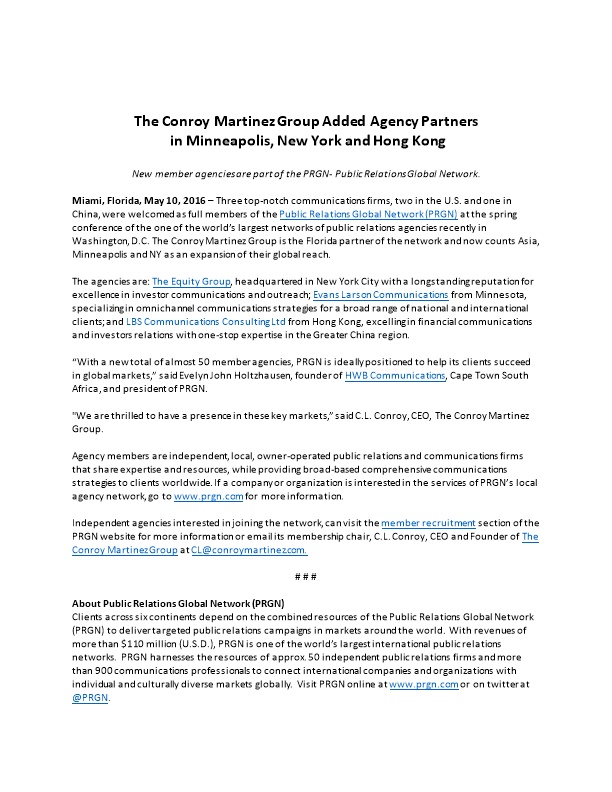 The Conroy Martinez Group Added Agency Partners