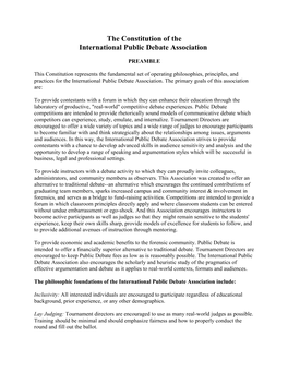 The Constitution of the International Public Debate Association