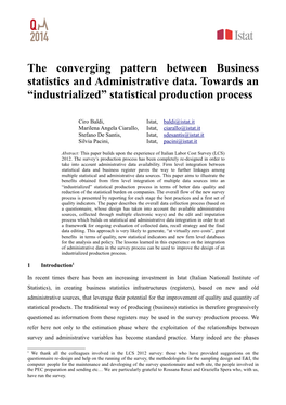 The Converging Pattern Between Business Statistics and Administrative Data. Towards An