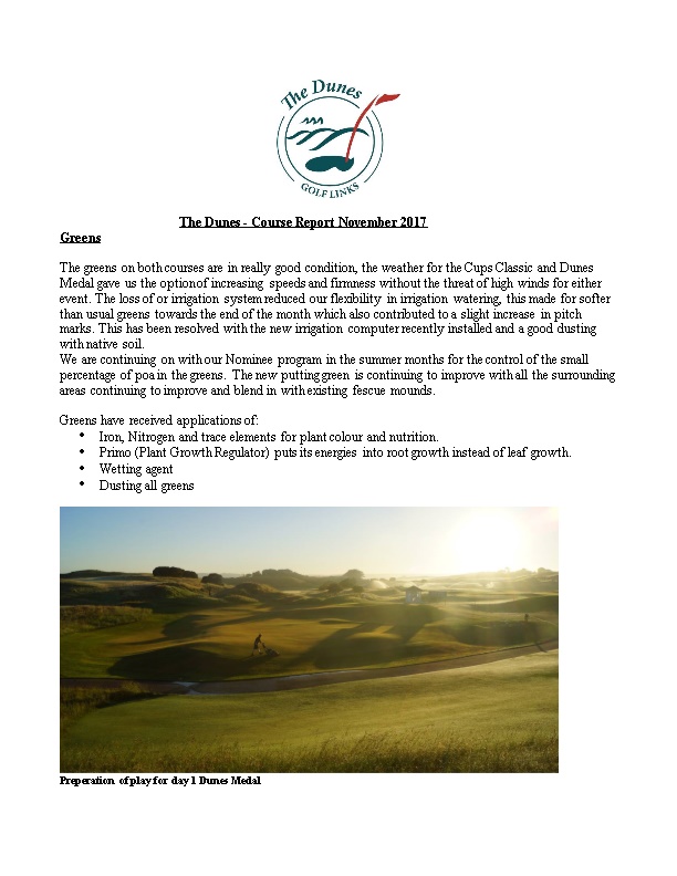 The Dunes - Course Report November 2017