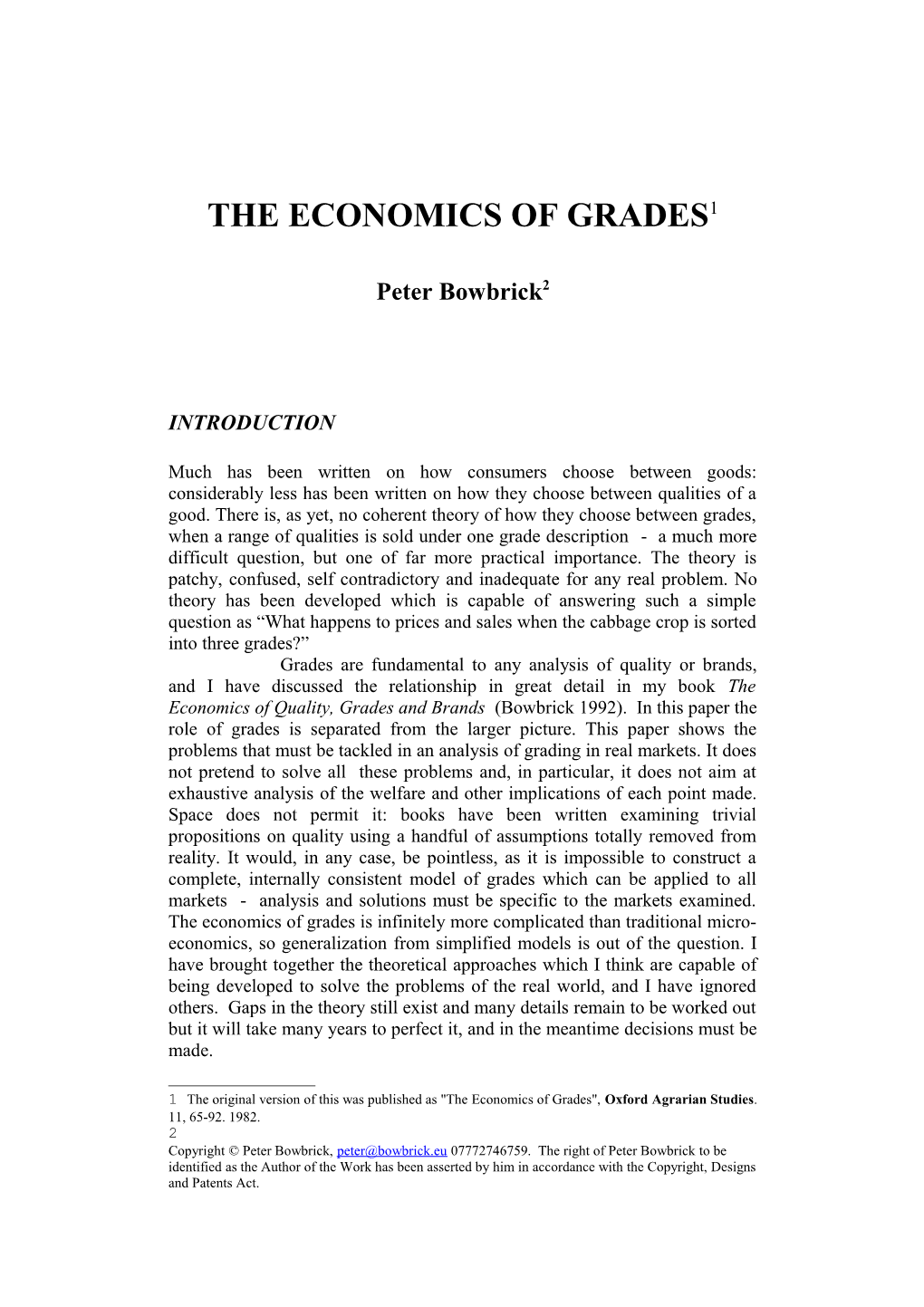 The Economics of Grades