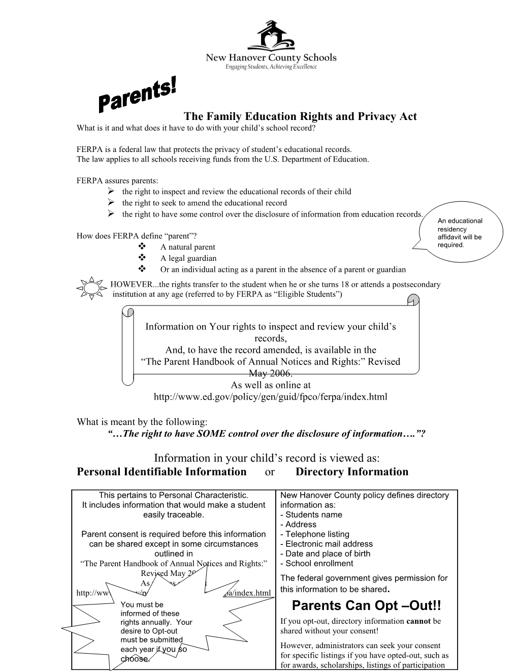The Family Education Rights and Privacy Act
