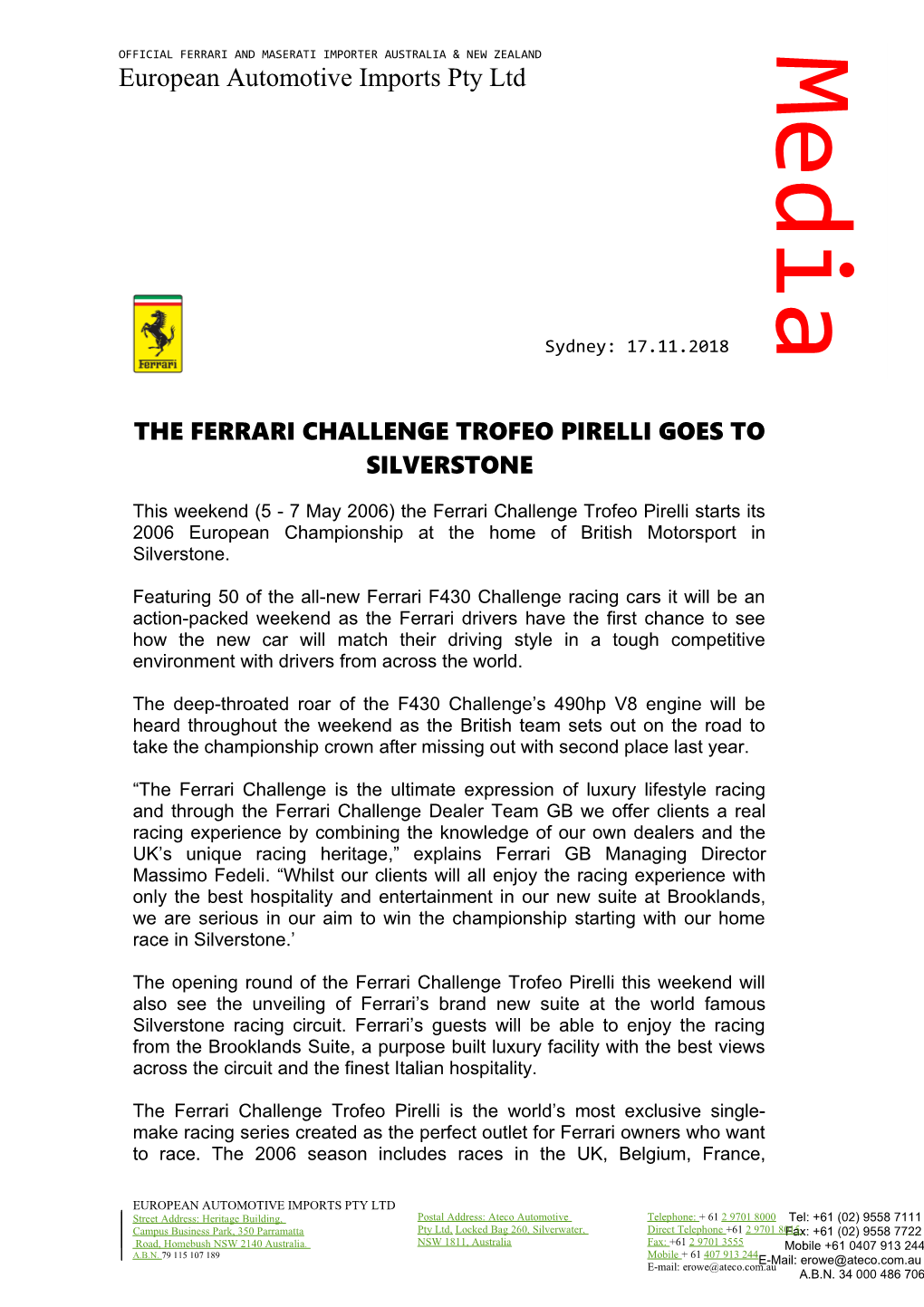 The Ferrari Challenge Trofeo Pirelli GOES to Silverstone