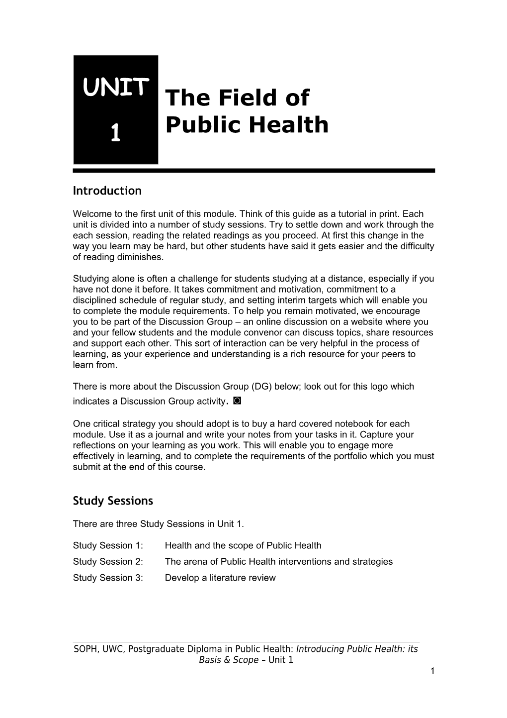 The Field of Public Health
