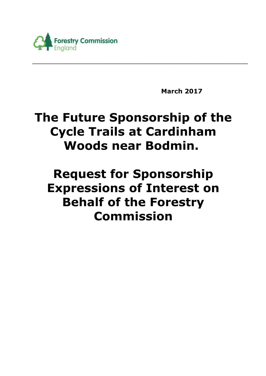 The Future Sponsorship of the Cycle Trails at Cardinham Woods Near Bodmin