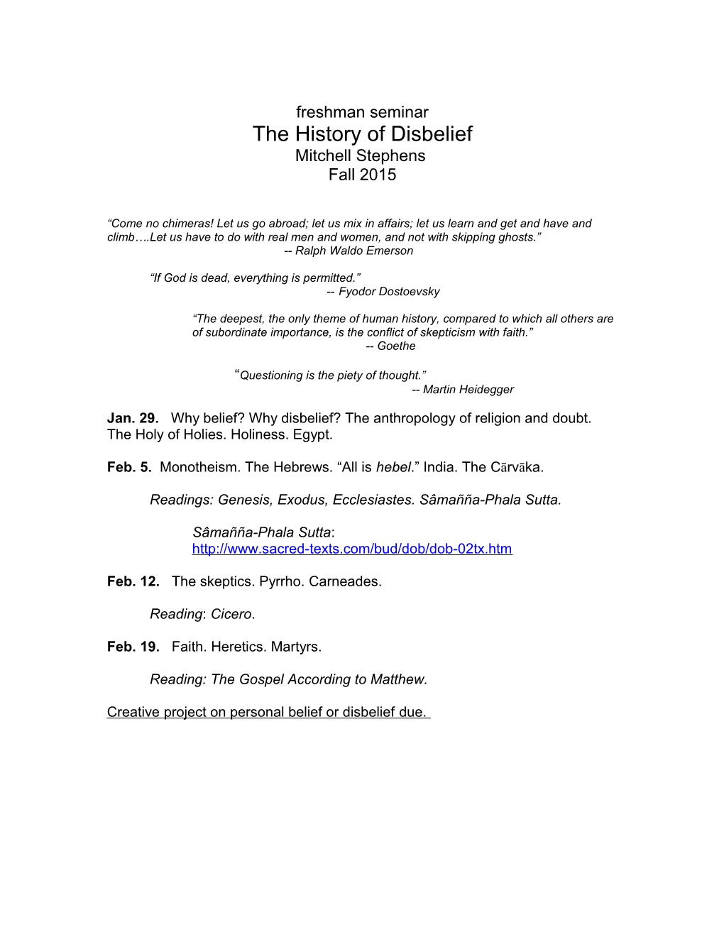 The History of Disbelief Mitchell Stephens