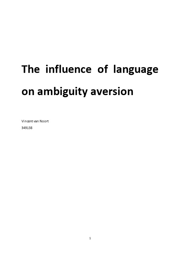 The Influence of Language on Ambiguity Aversion