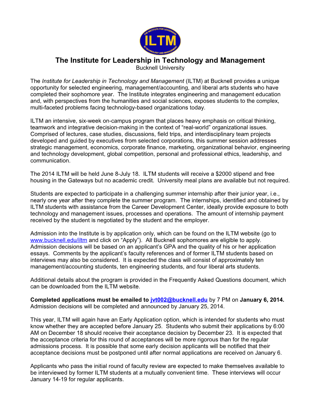 The Institute Forleadership in Technology and Management