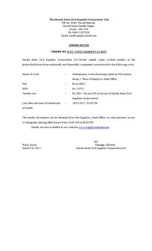 The Kerala State Civil Supplies Corporation Ltd