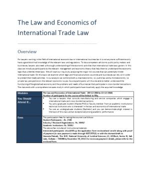 The Law and Economics of International Trade Law