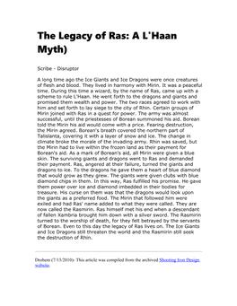 The Legacy of Ras (A L'haan Myth)