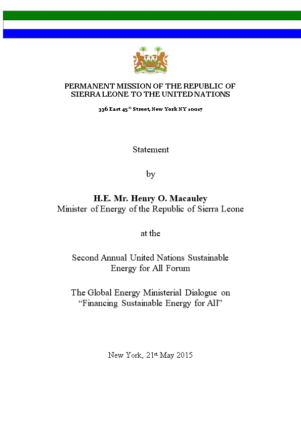 The Ministry of Energy Sierra Leone