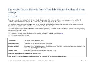 The Napier District Masonic Trust - Taradale Masonic Residential Home & Hospital