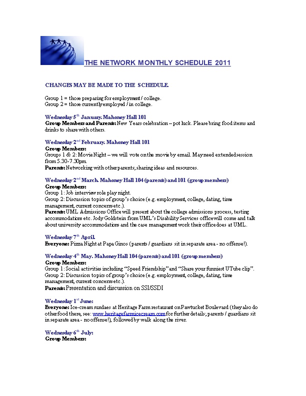 The Network Monthly Schedule 2011