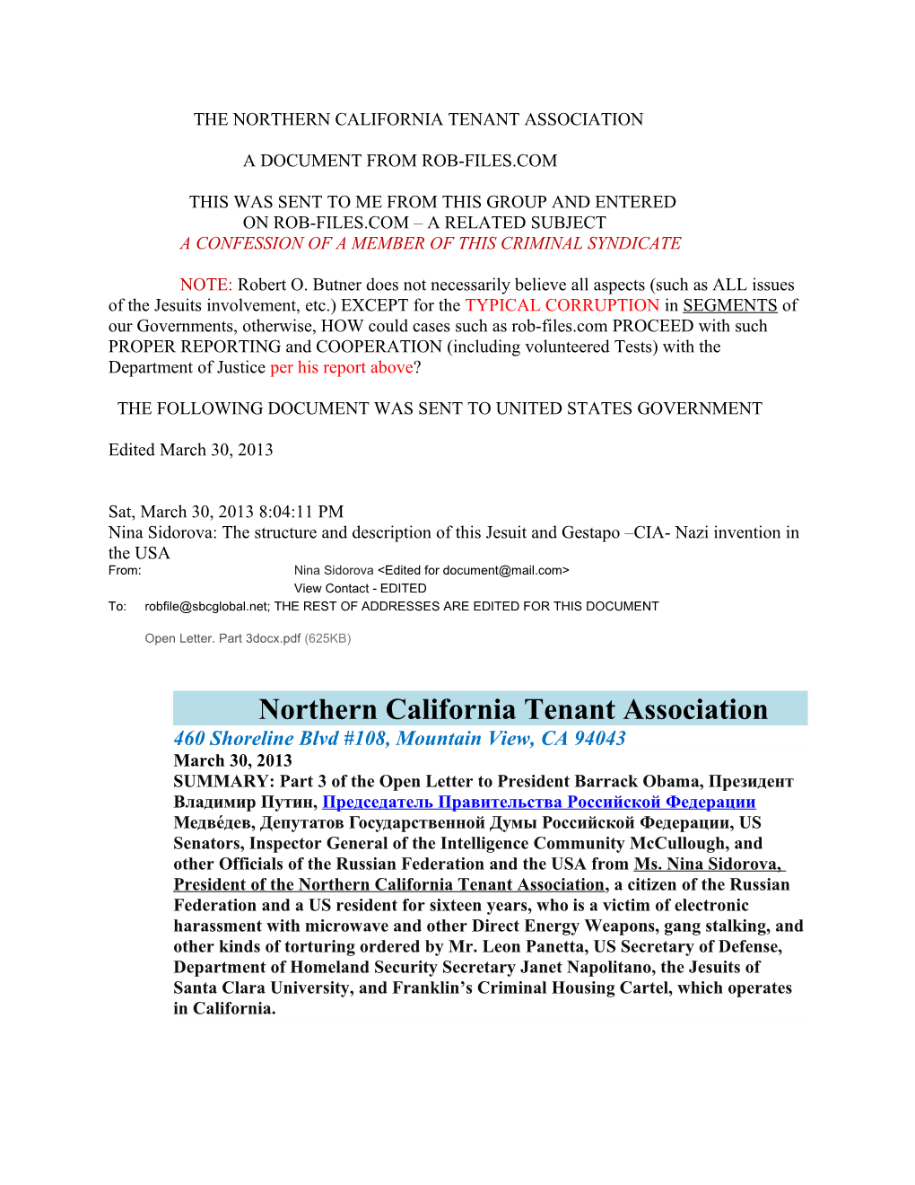 The Northern California Tenant Association
