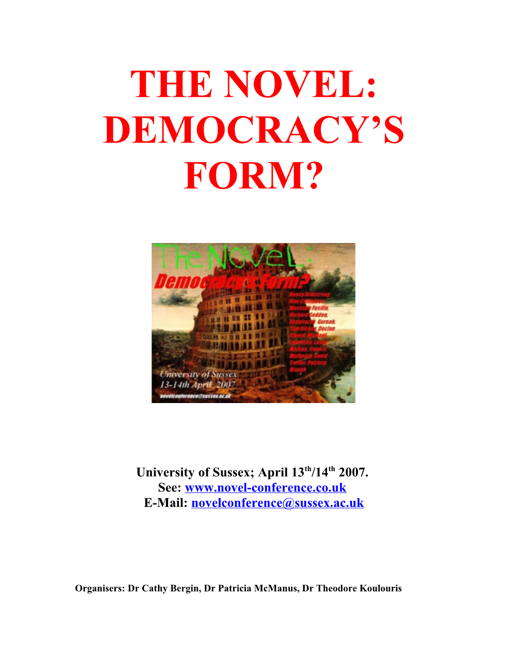 The Novel: Democracy S Form