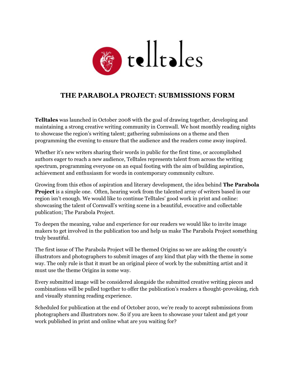 The Parabola Project: Submissions Form