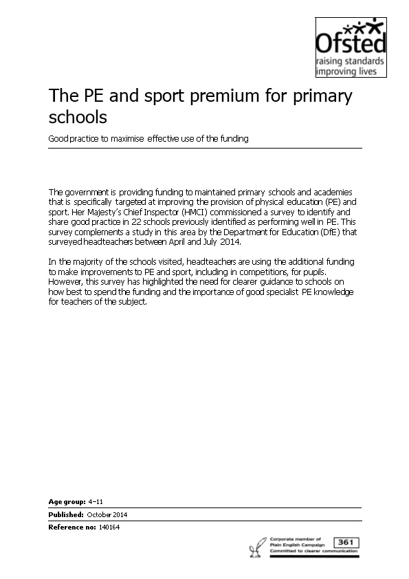 The PE and Sport Premium for Primary Schools