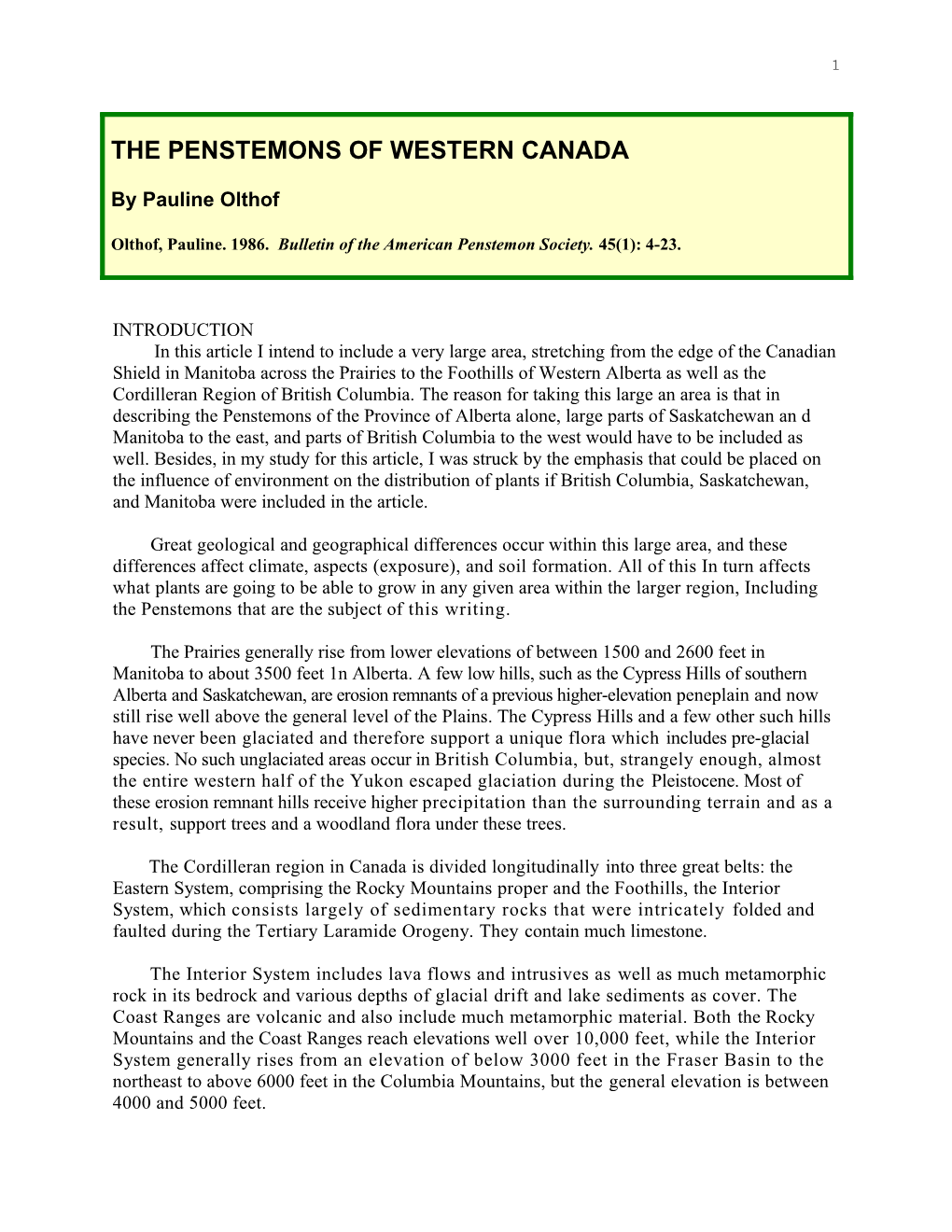 The Penstemons of Western Canada