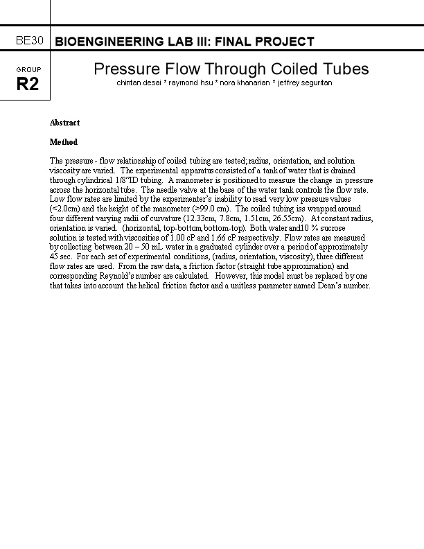 The Pressure - Flow Relationship of Coiled Tubing Are Tested; Radius, Orientation, And
