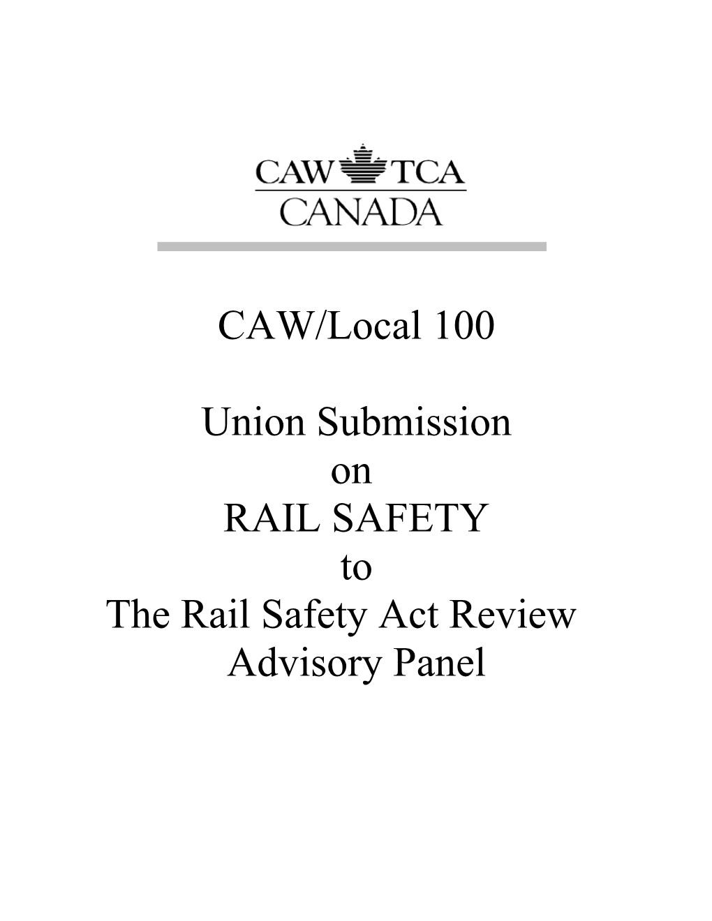 The Rail Safety Act Review