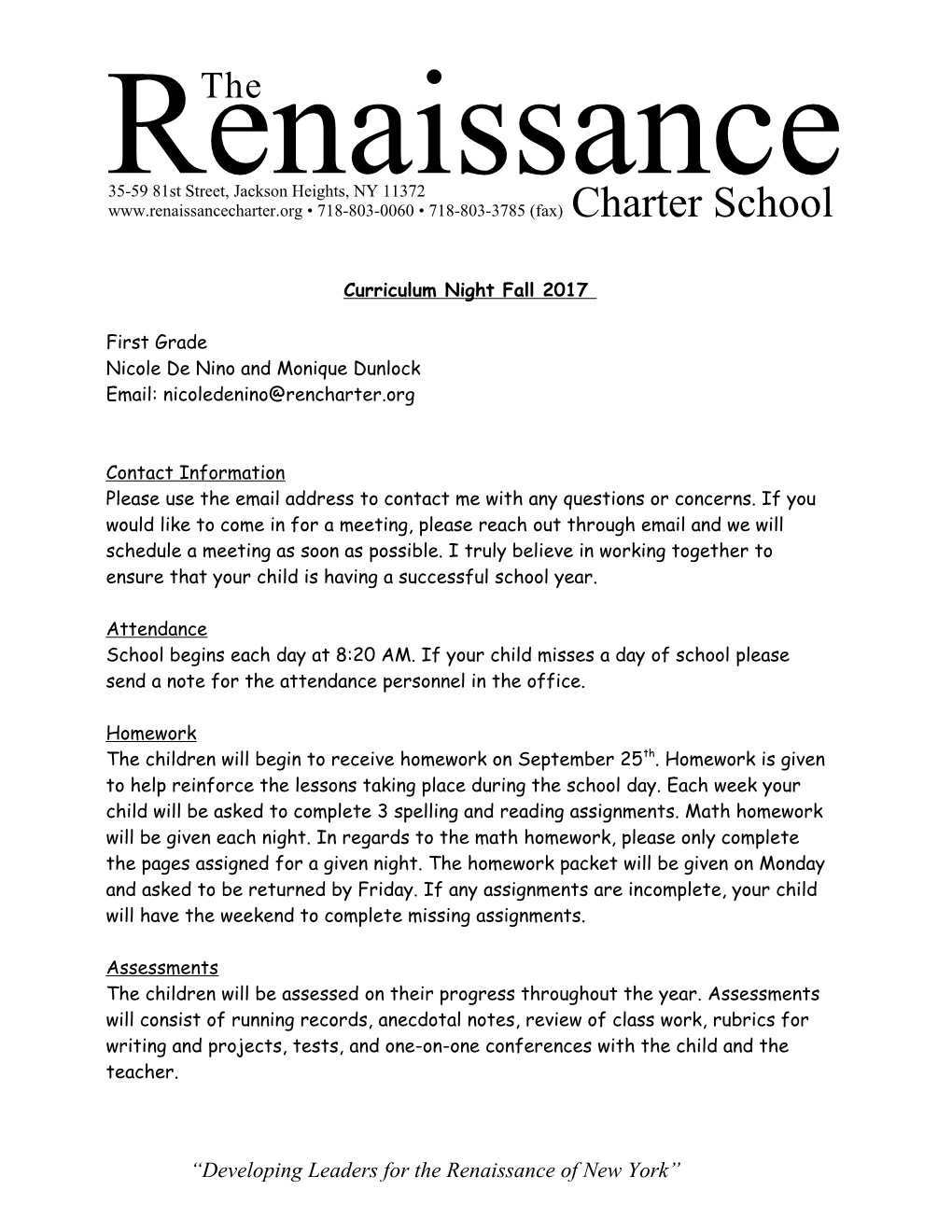 The Renaissance Charter Schoolpage 1 of 8